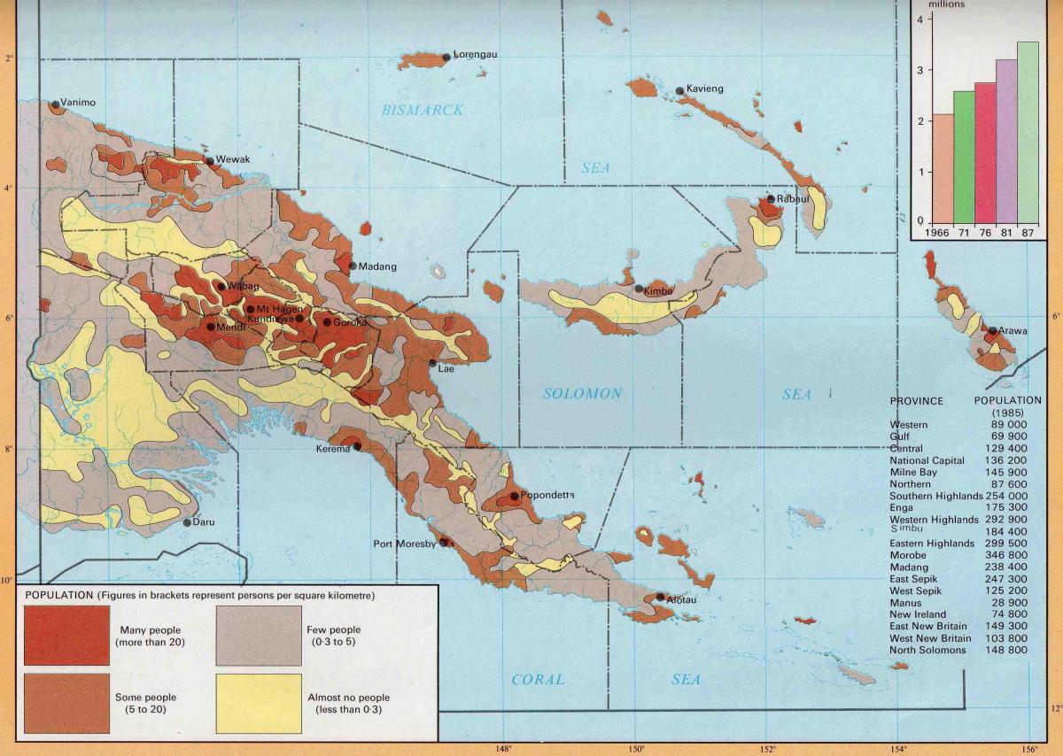 karta över papua nya guineas befolkning