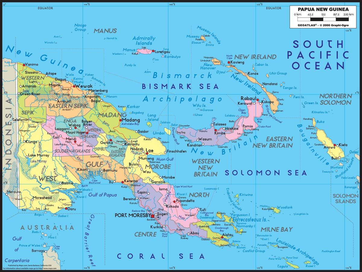 detaljerad karta över papua nya guinea