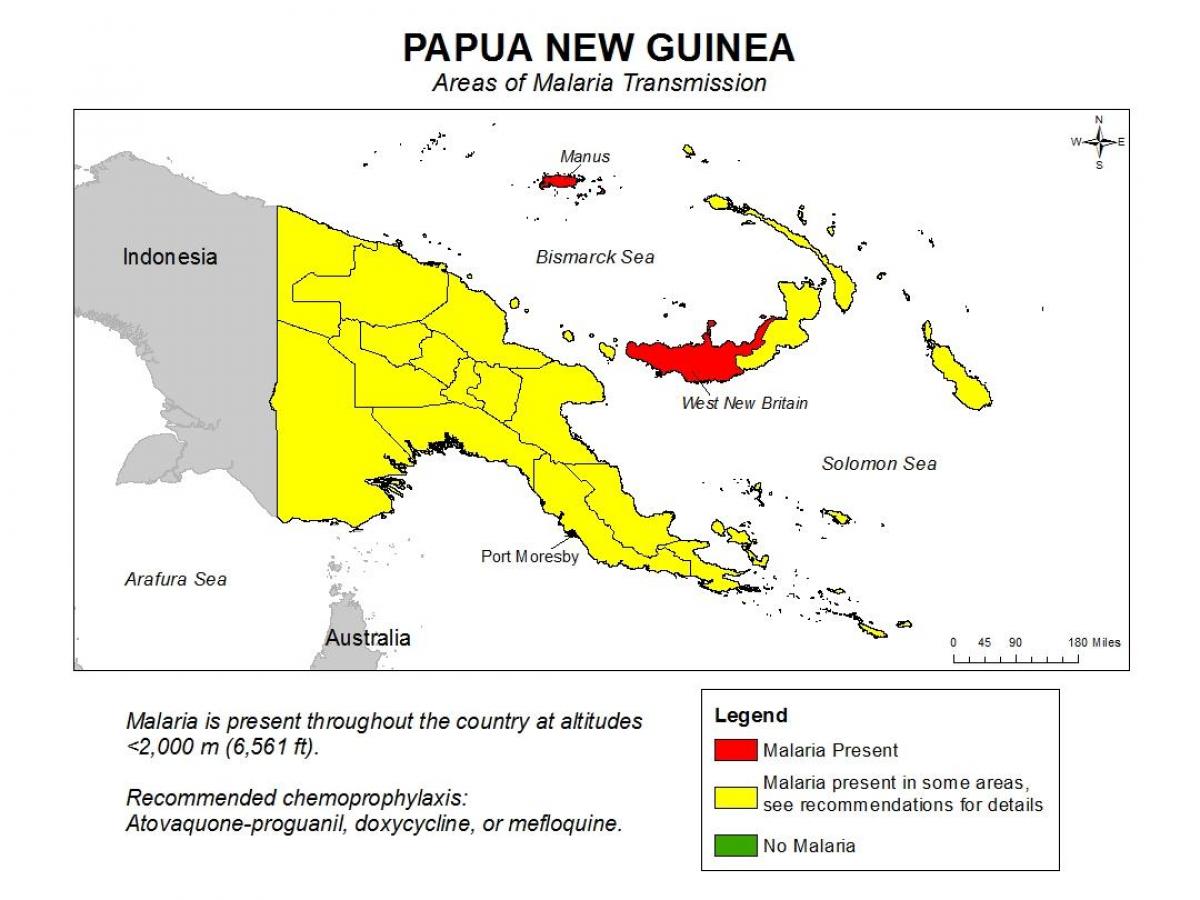 karta över papua nya guinea malaria