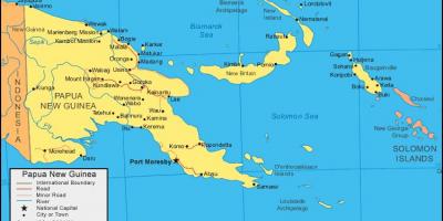 Karta över papua nya guinea och omgivande länder