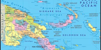 Detaljerad karta över papua nya guinea